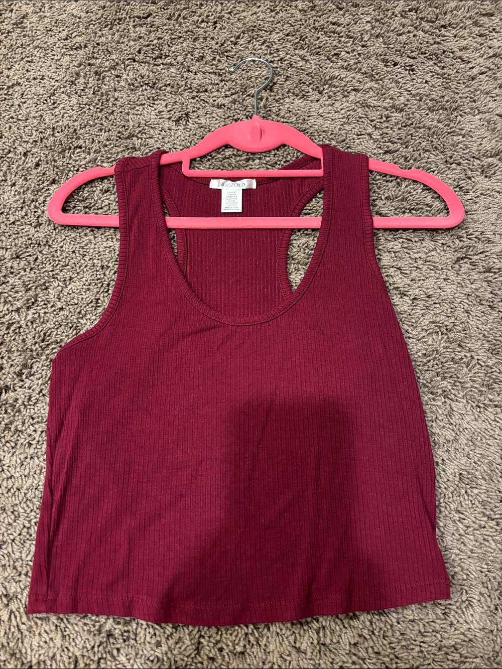 Ribbed Burgundy Cropped Tank Top